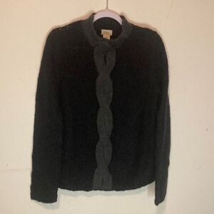 L.L. BEAN black gray acrylic mohair blend pull over sweater M